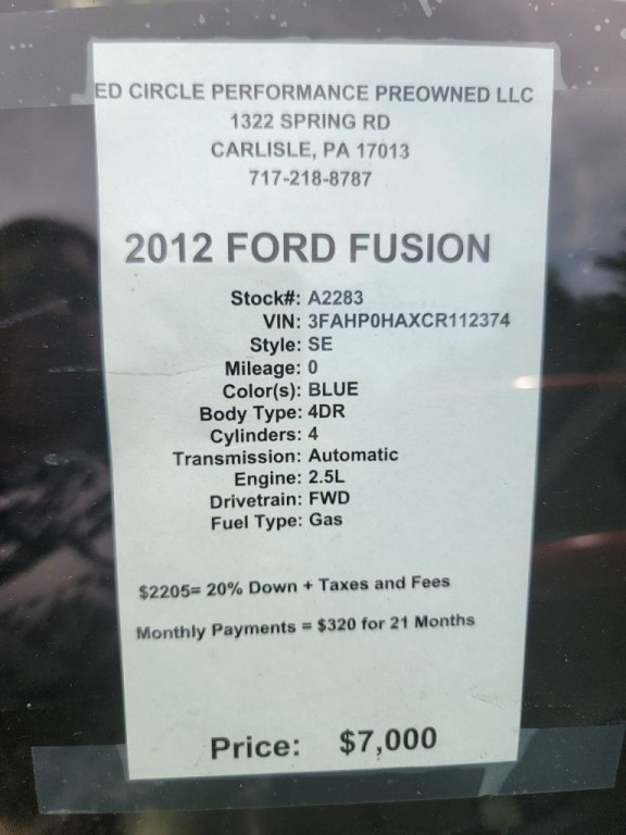 2012 Ford Fusion Image 11