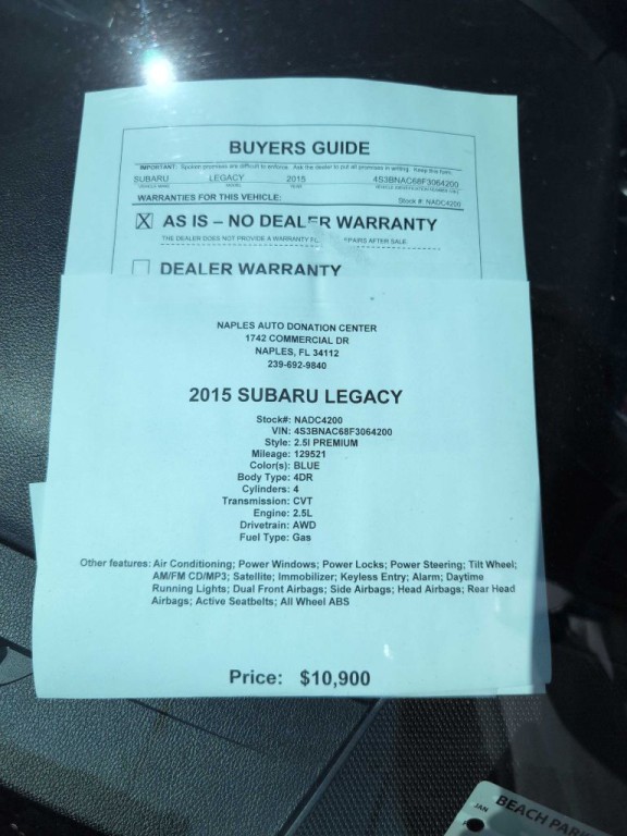 2015 Subaru Legacy Image 11