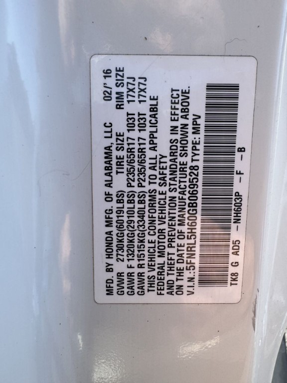 2016 Honda Odyssey Image 18
