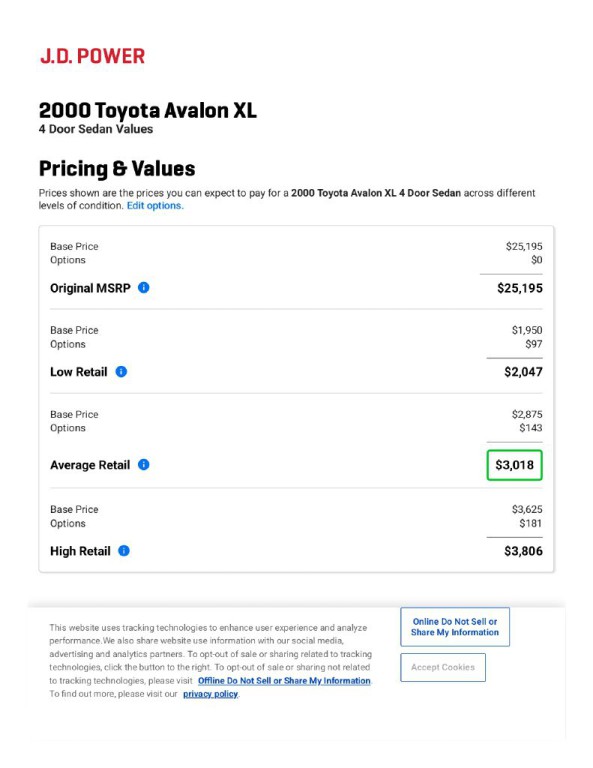 2000 Toyota Avalon Image 10