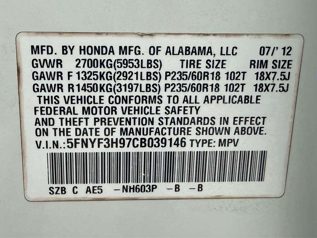 2012 Honda Pilot Image 10