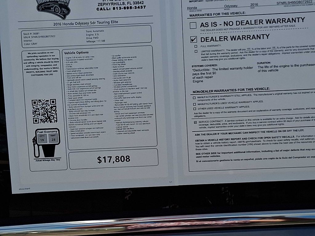 2016 Honda Odyssey Image 38