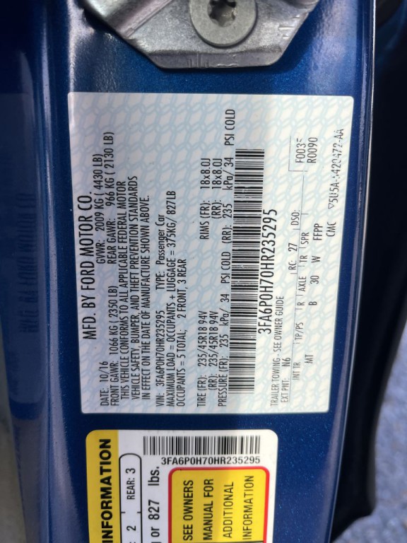 2017 Ford Fusion Image 1