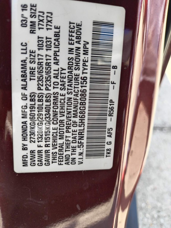 2016 Honda Odyssey Image 30