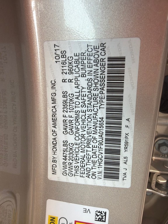 2018 Honda Accord Image 9