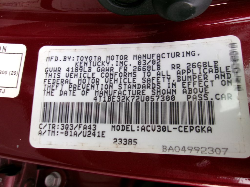 2002 Toyota Camry Image 68