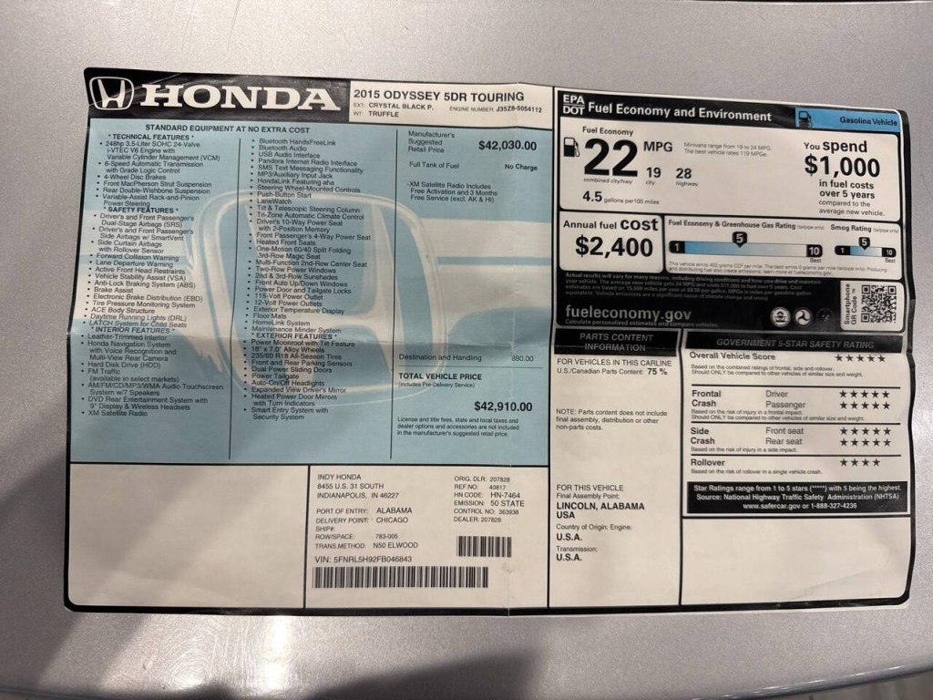 2015 Honda Odyssey Image 35