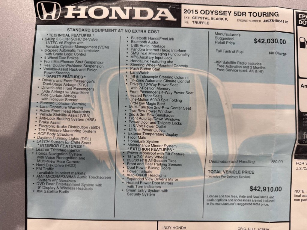 2015 Honda Odyssey Image 36