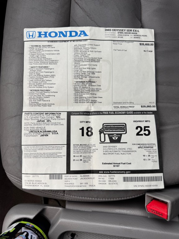 2003 Honda Odyssey Image 13