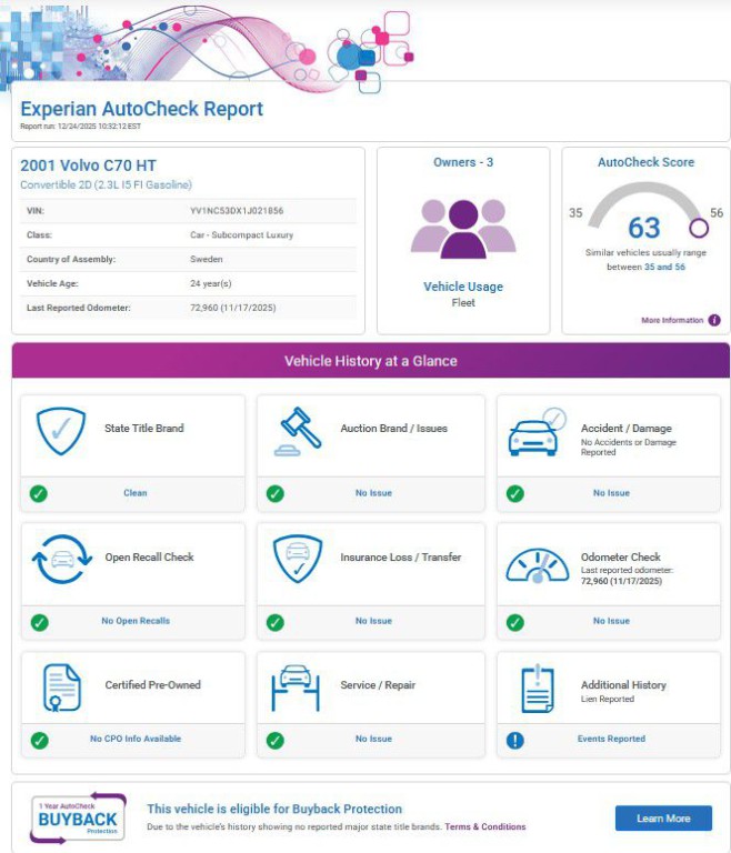 2001 Volvo C70 Image 13