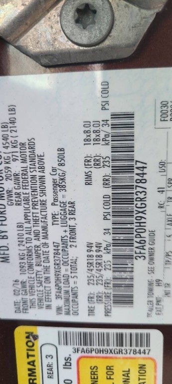 2016 Ford Fusion Image 7