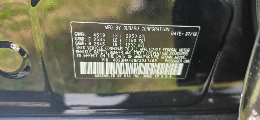 2019 Subaru Legacy Image 8
