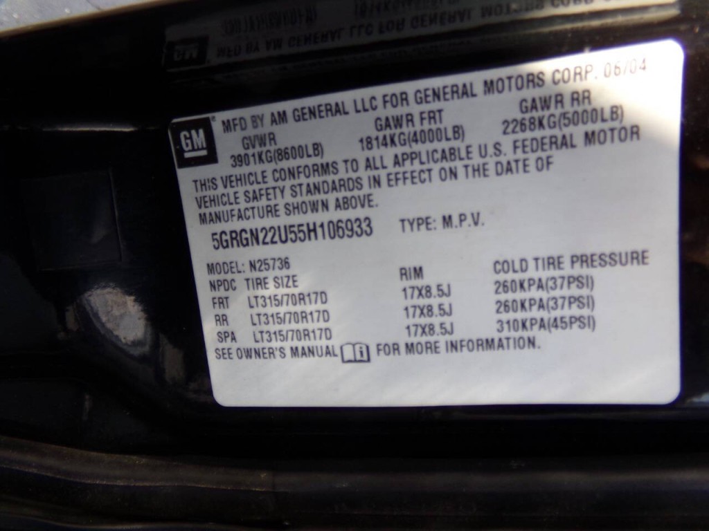 2005 HUMMER H2 Image 76
