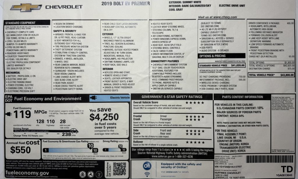 2019 Chevrolet Bolt EV Image 16
